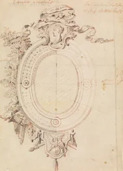 Diseño para un marco ovalado sobre el tema de Venus victoriosa